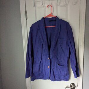 Liz Sport Linen Blend Blazer, Purple, Two Button with Pockets